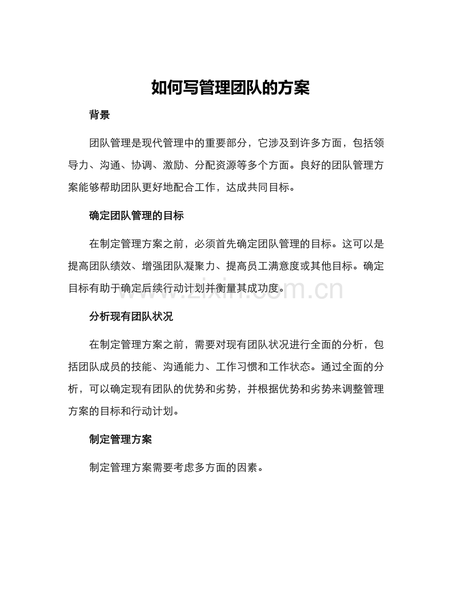 如何写管理团队的方案.docx_第1页