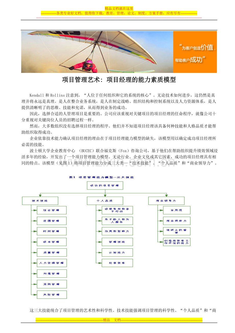项目管理艺术-项目经理的能力素质模型.doc_第1页