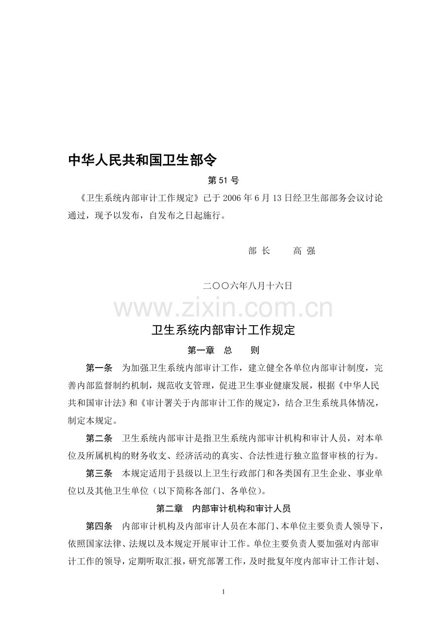 卫生系统内部审计规定.doc_第1页