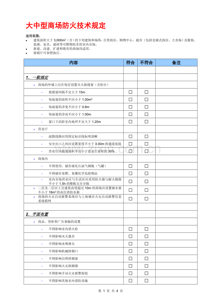 大中型商场防火技术规定.doc_第1页