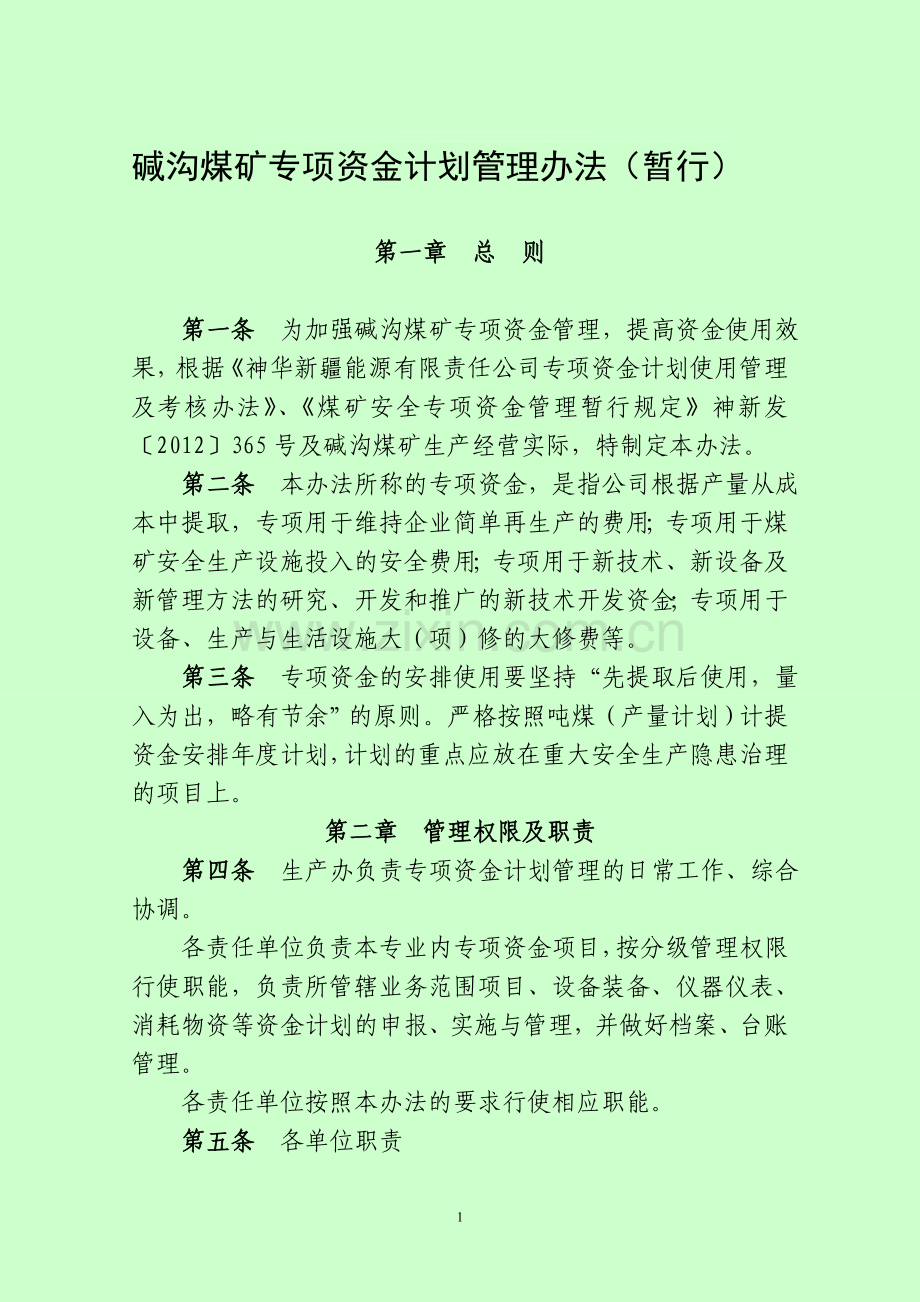 煤矿专项资金管理办法.doc_第1页