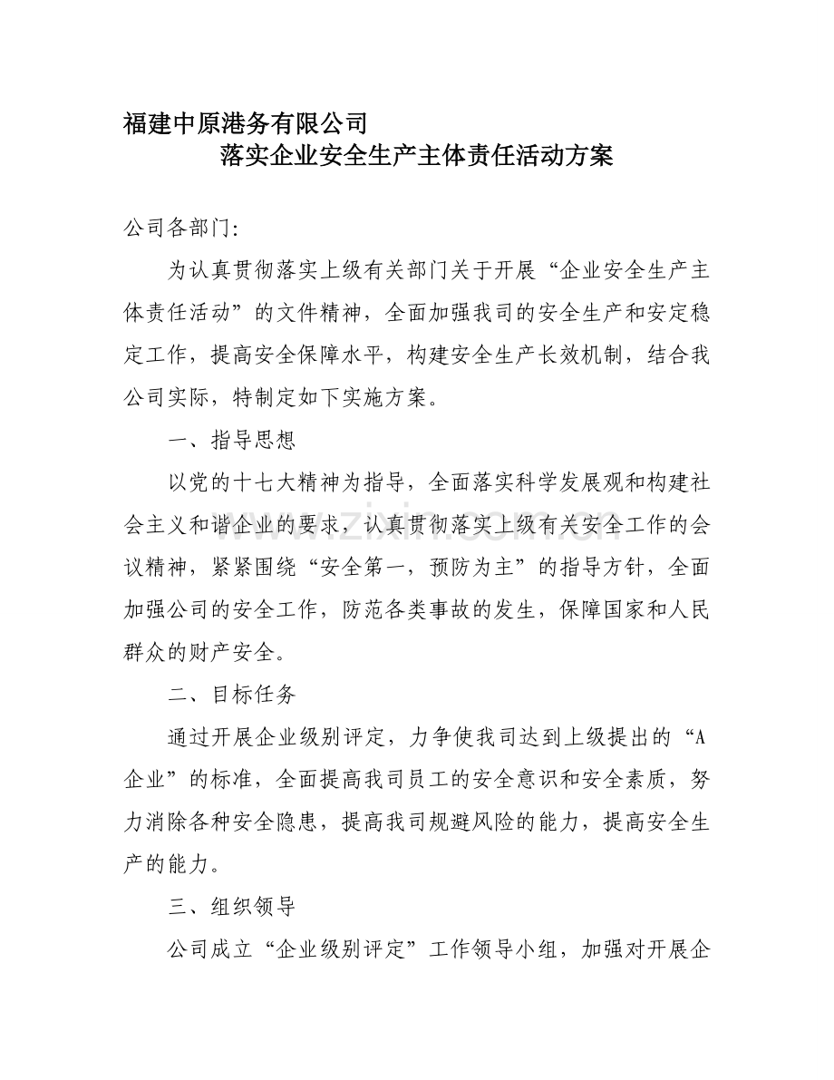 企业主体责任工作实施方案.doc_第1页
