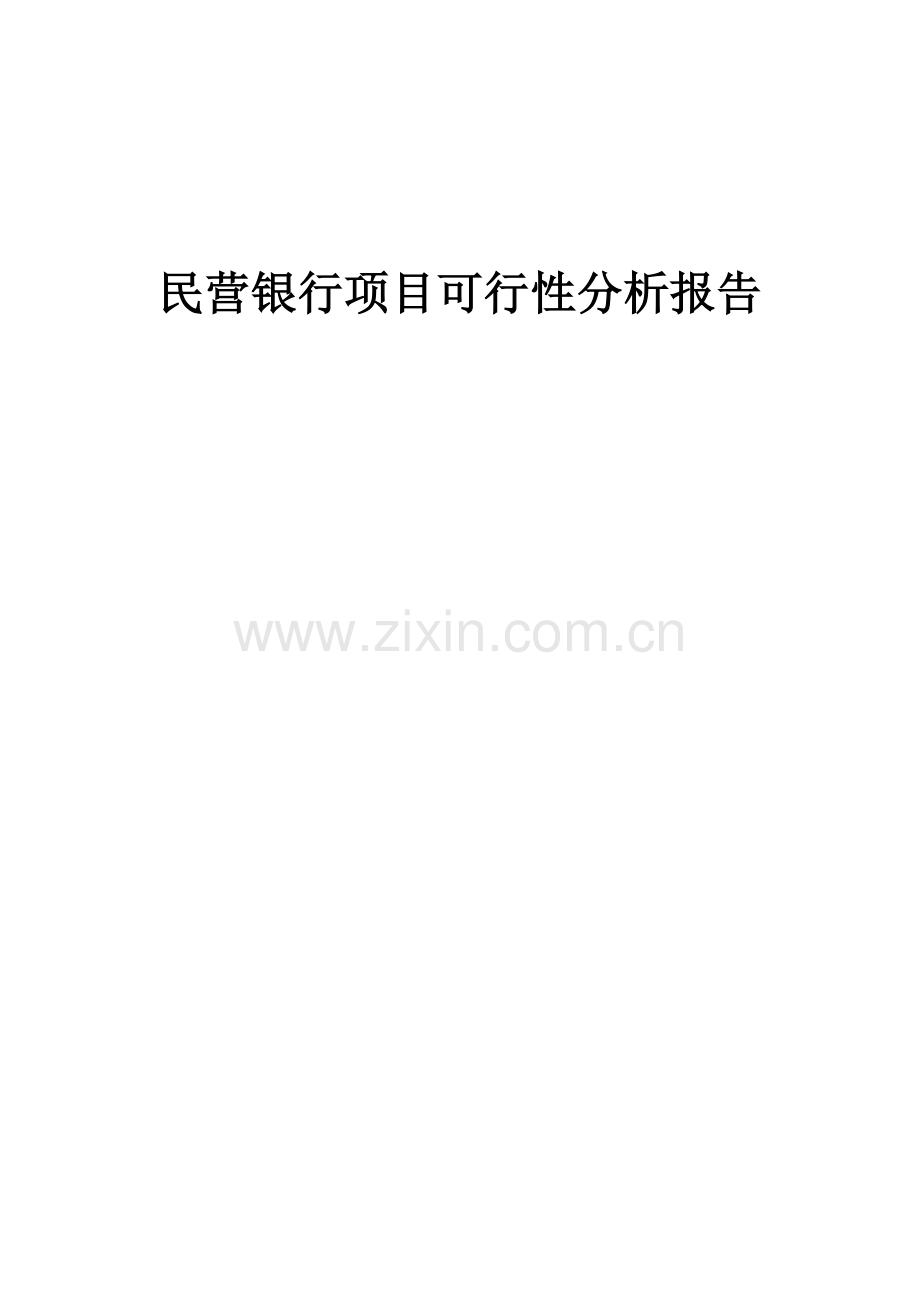 2024年民营银行项目可行性分析报告.docx_第1页