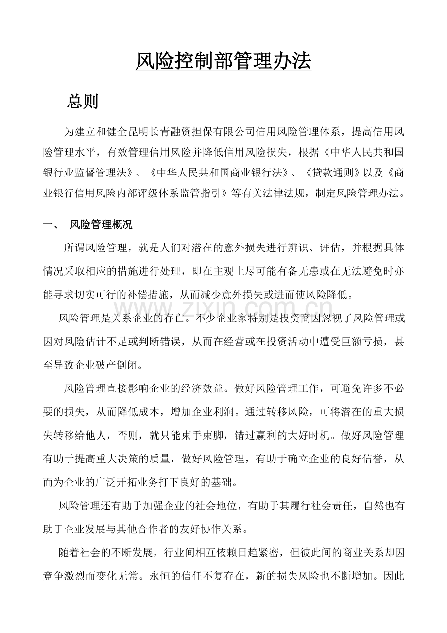 融资性担保公司风险管理办法.doc_第1页