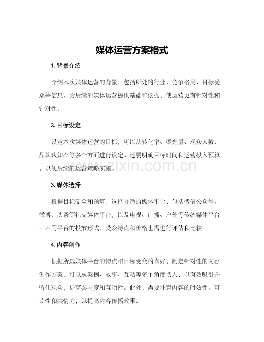 媒体运营方案格式.docx_第1页