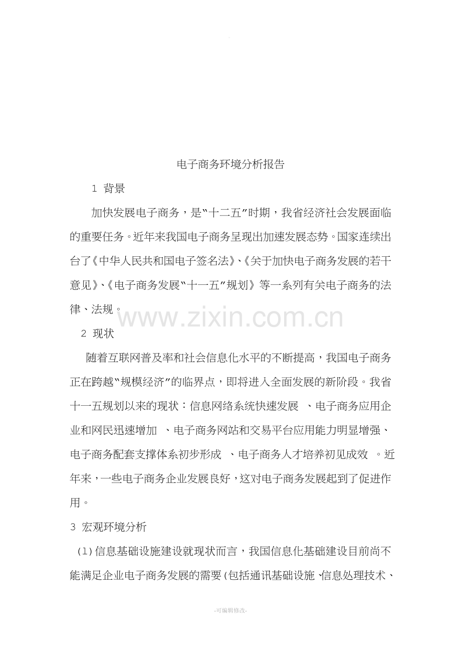 电子商务环境分析报告.doc_第1页