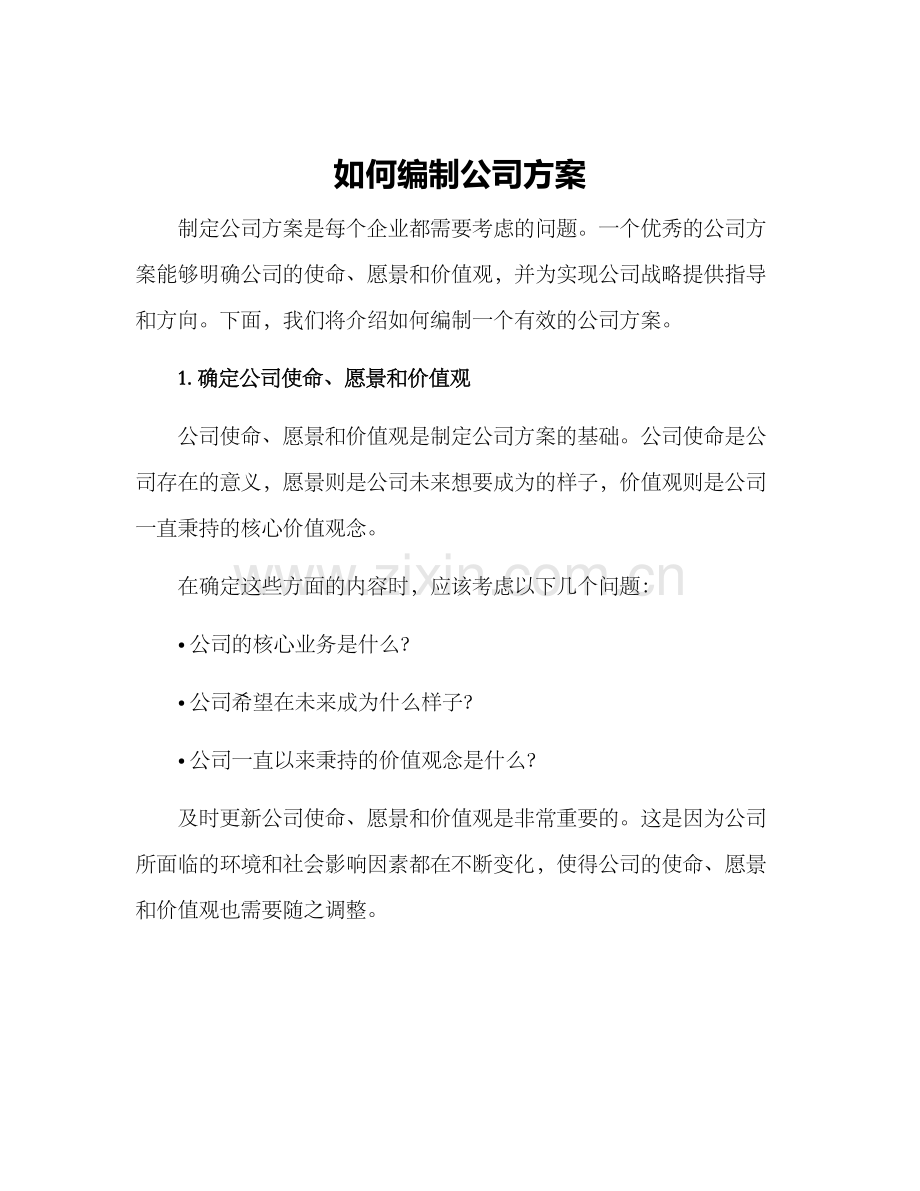 如何编制公司方案.docx_第1页