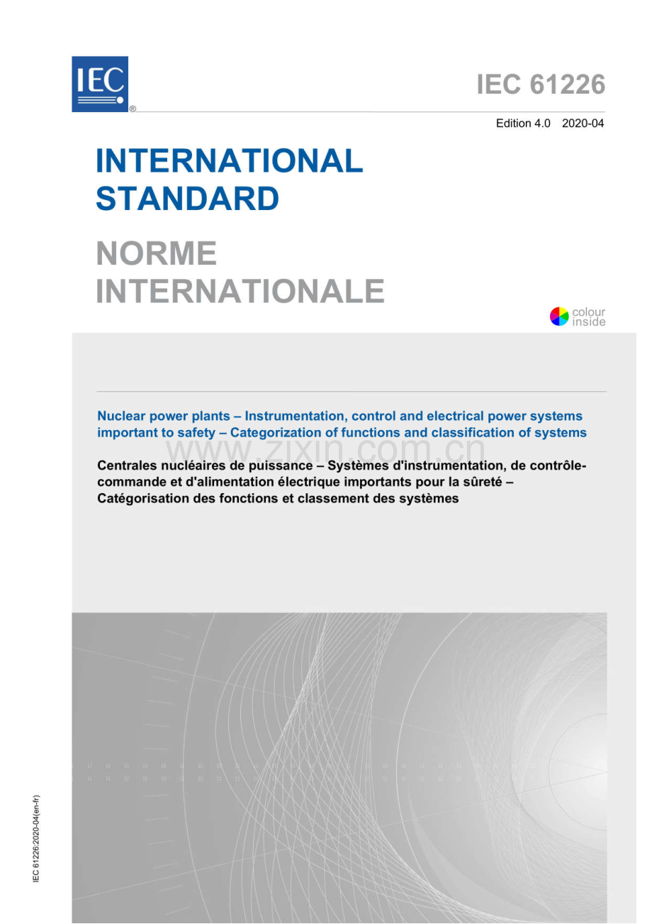 IEC 61226：2020 核电站 安全重要的仪表、控制和电力系统 功能分类和系统分类.pdf_第1页