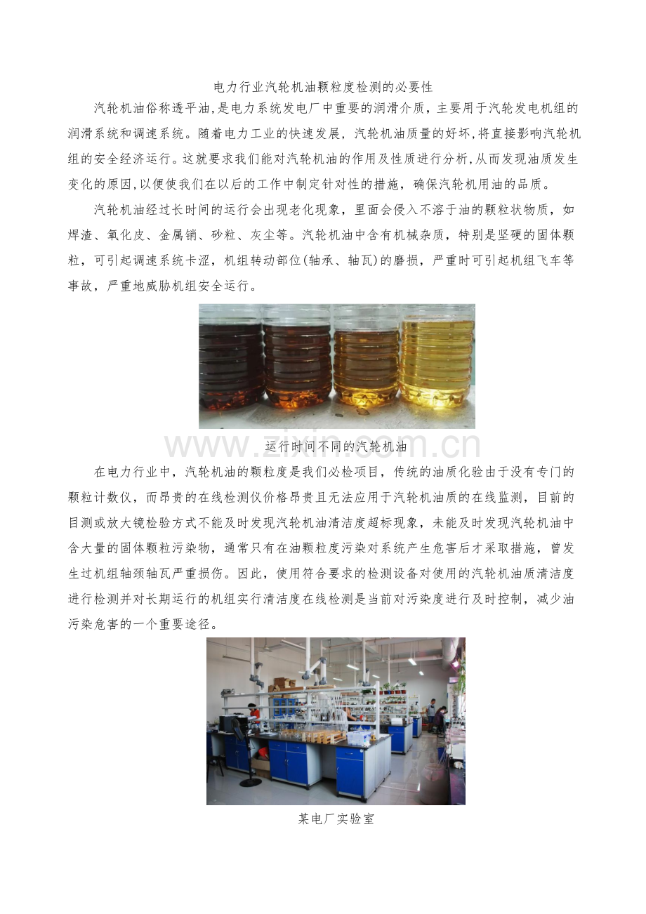 电力行业汽轮机油颗粒度检测的必要性.doc_第1页