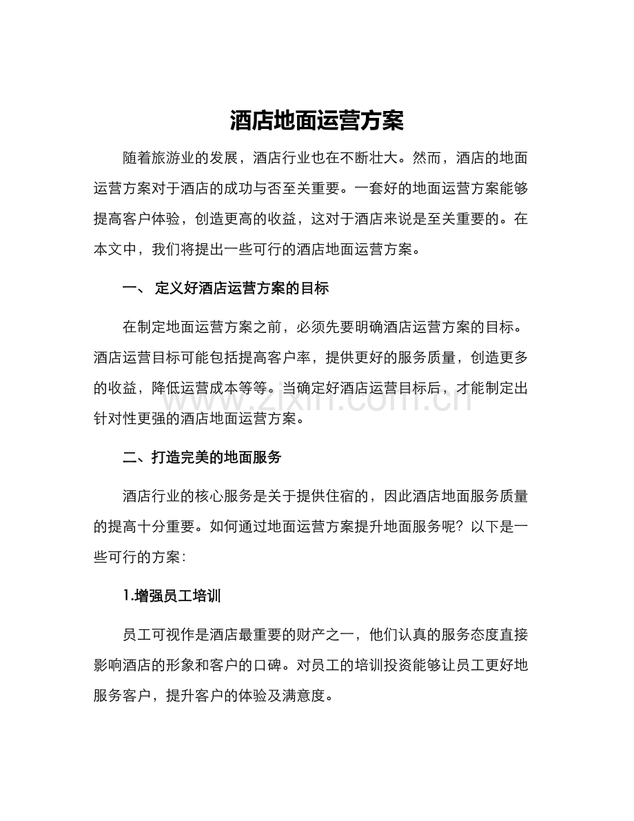酒店地面运营方案.docx_第1页