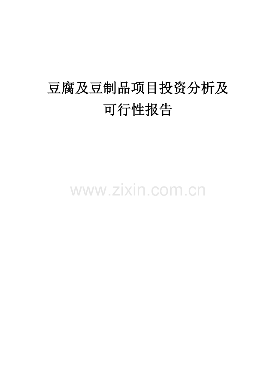 2024年豆腐及豆制品项目投资分析及可行性报告.docx_第1页
