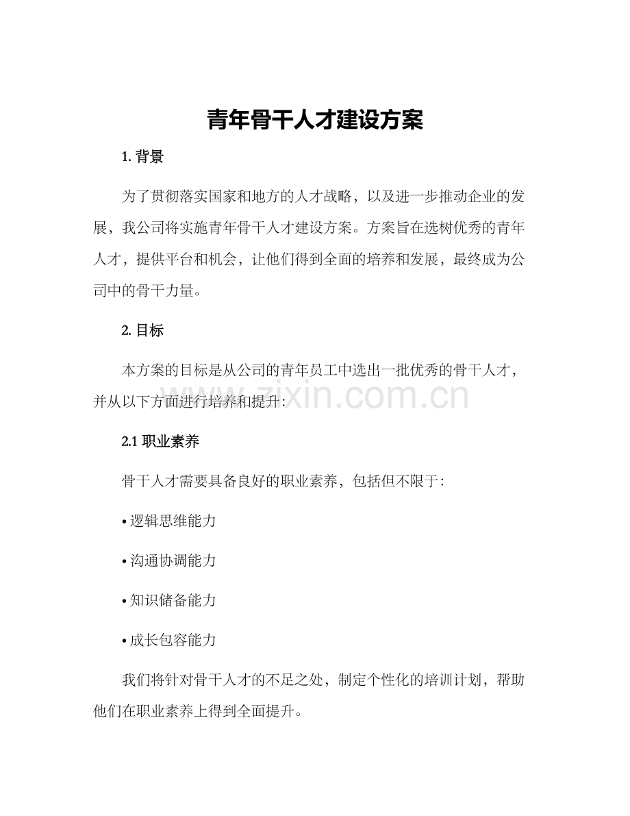 青年骨干人才建设方案.docx_第1页