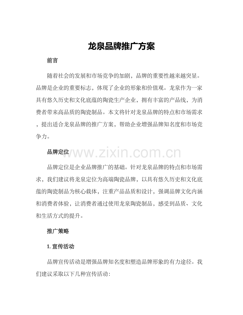 龙泉品牌推广方案.docx_第1页