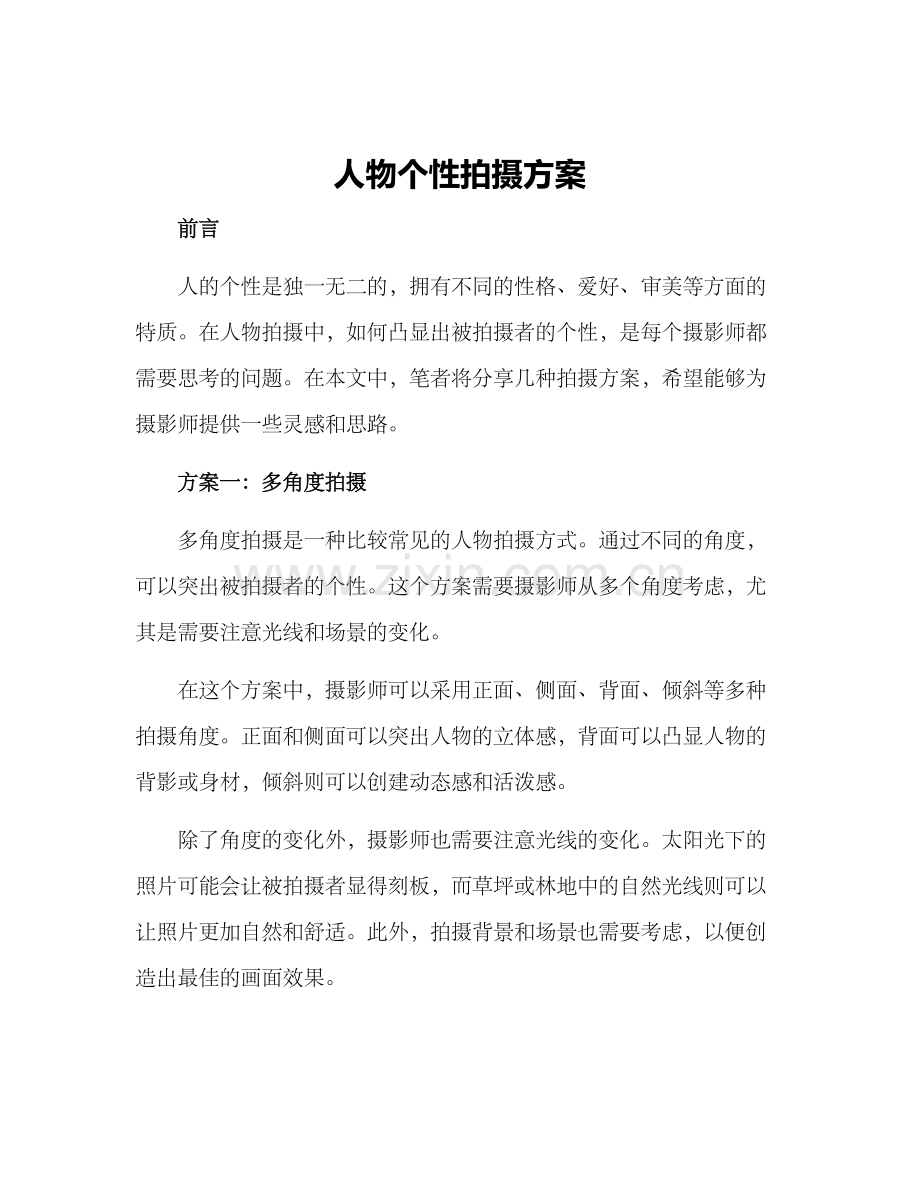 人物个性拍摄方案.docx_第1页