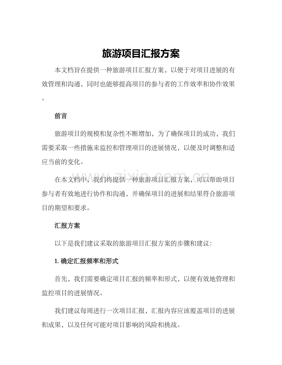 旅游项目汇报方案.docx_第1页