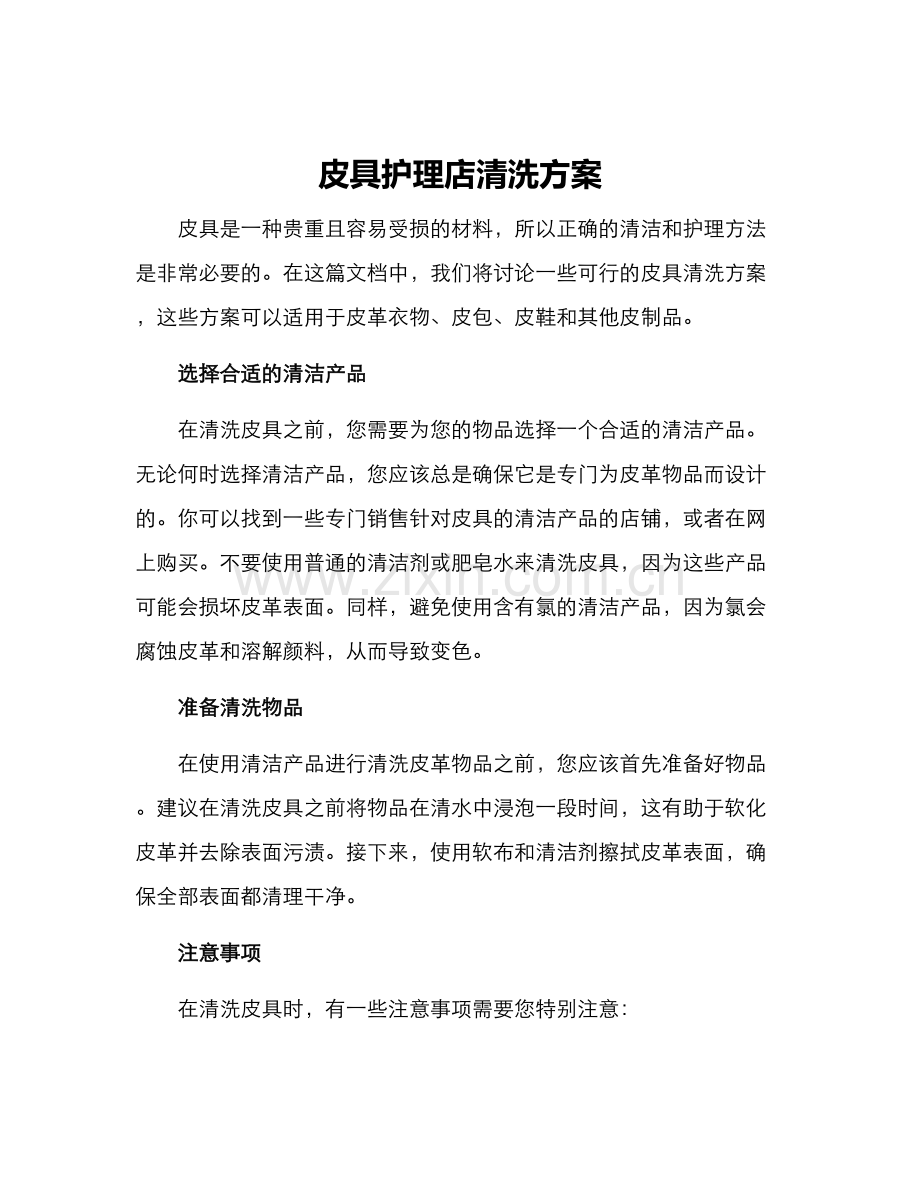 皮具护理店清洗方案.docx_第1页