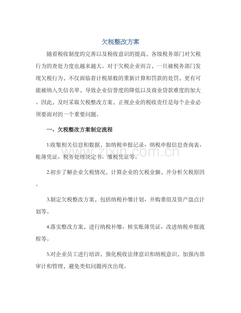 欠税整改方案.docx_第1页