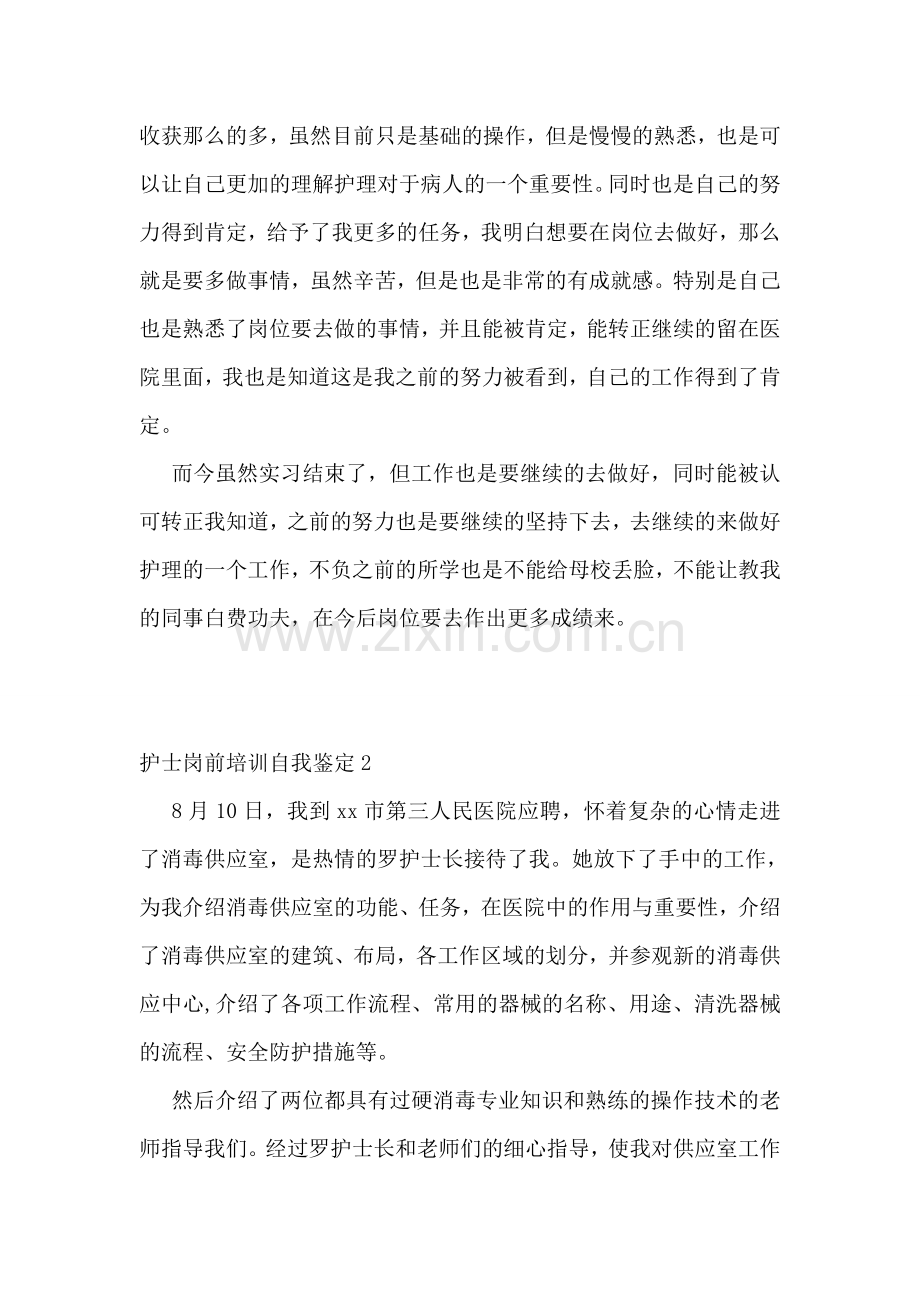 护士岗前培训自我鉴定(汇编13篇).doc_第2页