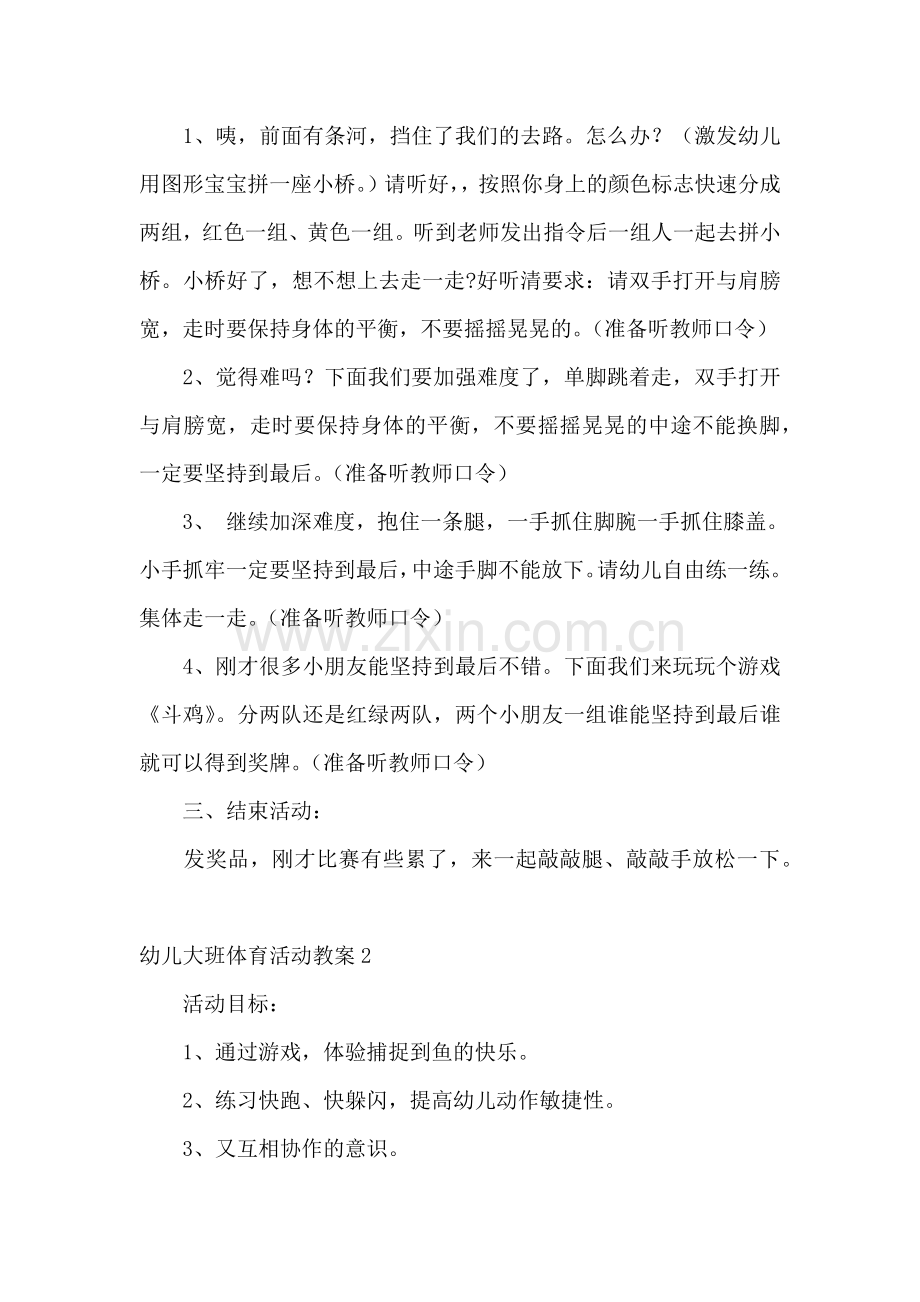 幼儿大班体育活动教案.docx_第2页
