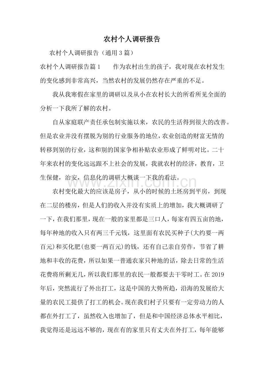 农村个人调研报告.doc_第1页