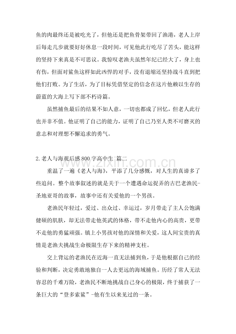 老人与海观后感800字高中生.doc_第2页