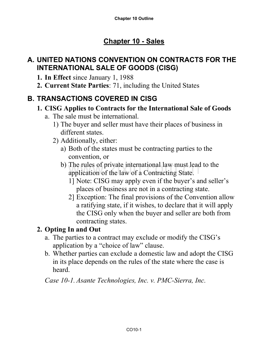 国际商法英文版：5 ch10 Sales.doc_第1页
