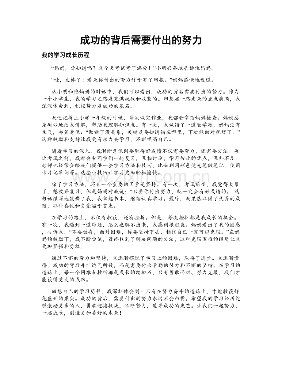 成功的背后需要付出的努力.doc_第1页