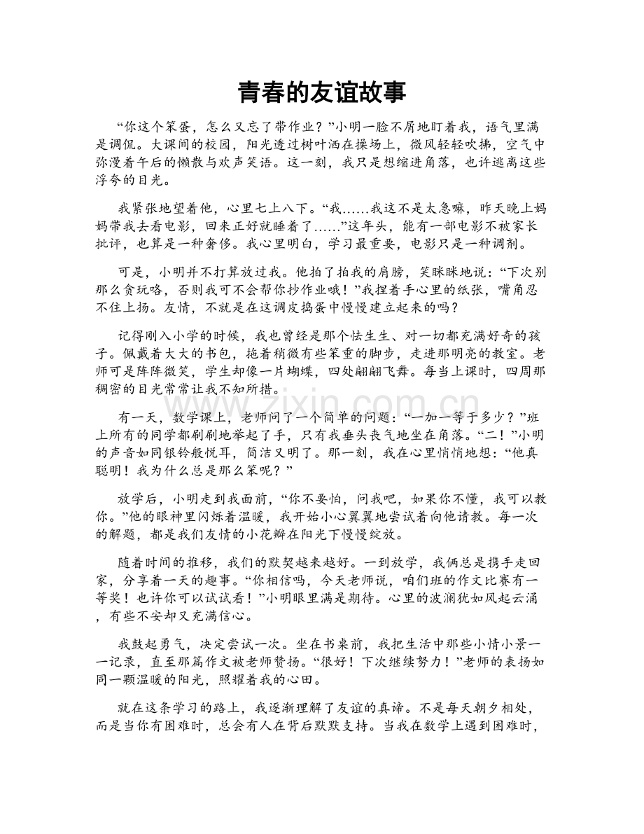 青春的友谊故事.doc_第1页