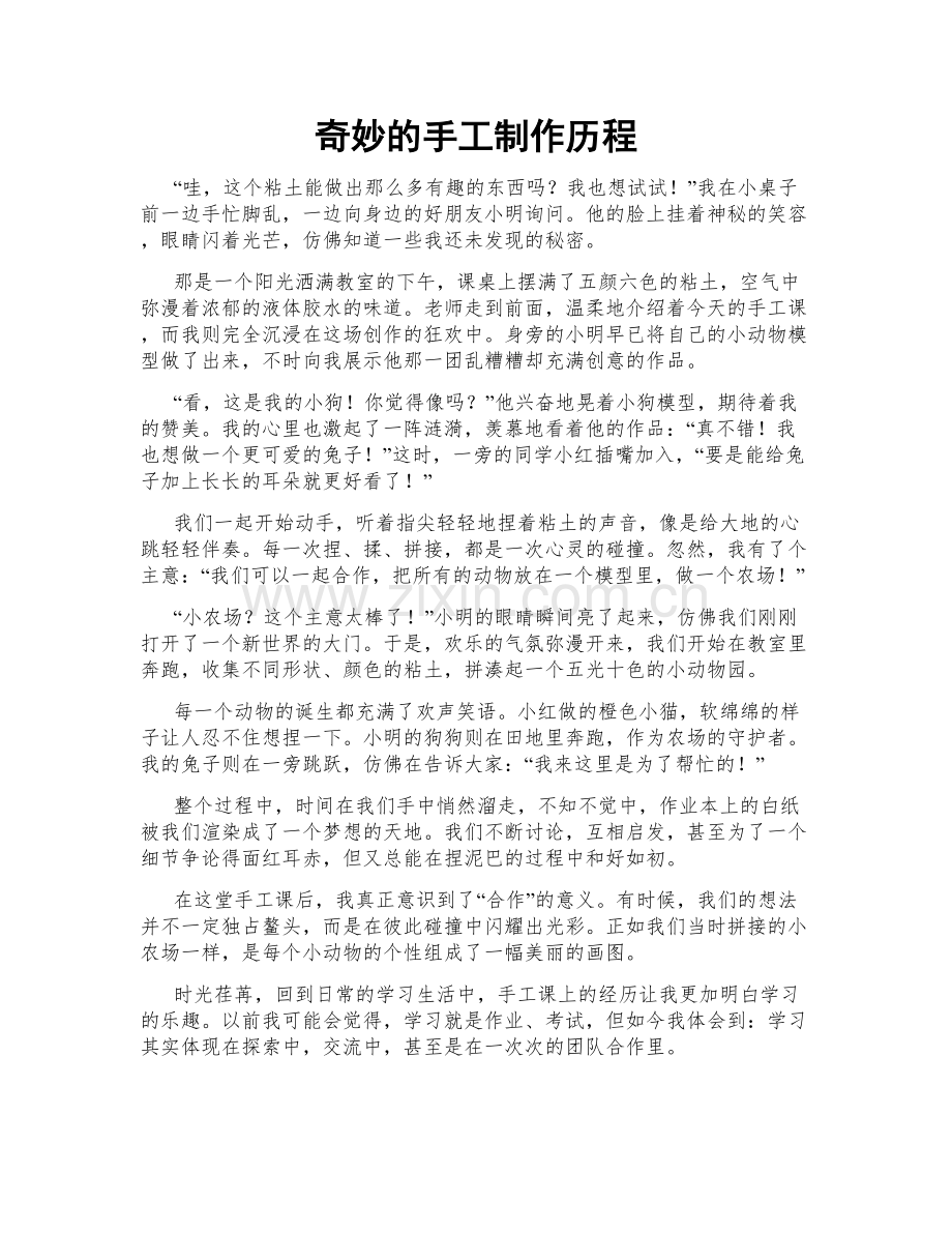 奇妙的手工制作历程.doc_第1页