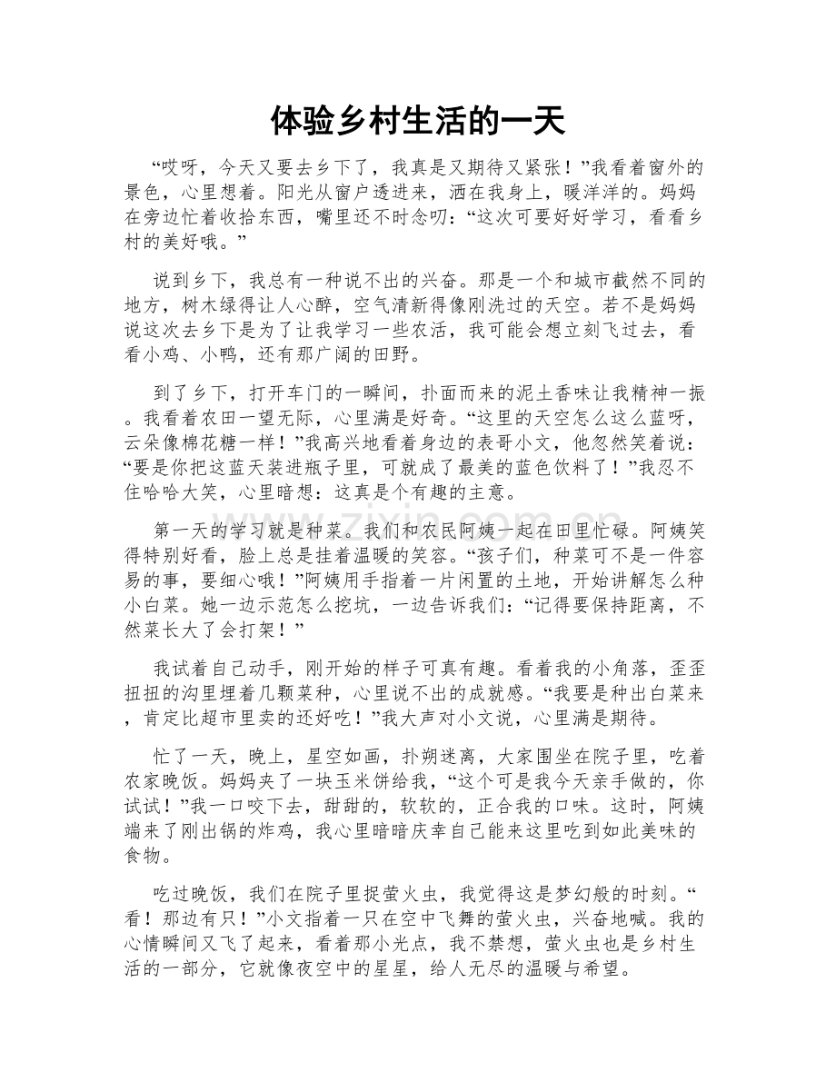 体验乡村生活的一天.doc_第1页