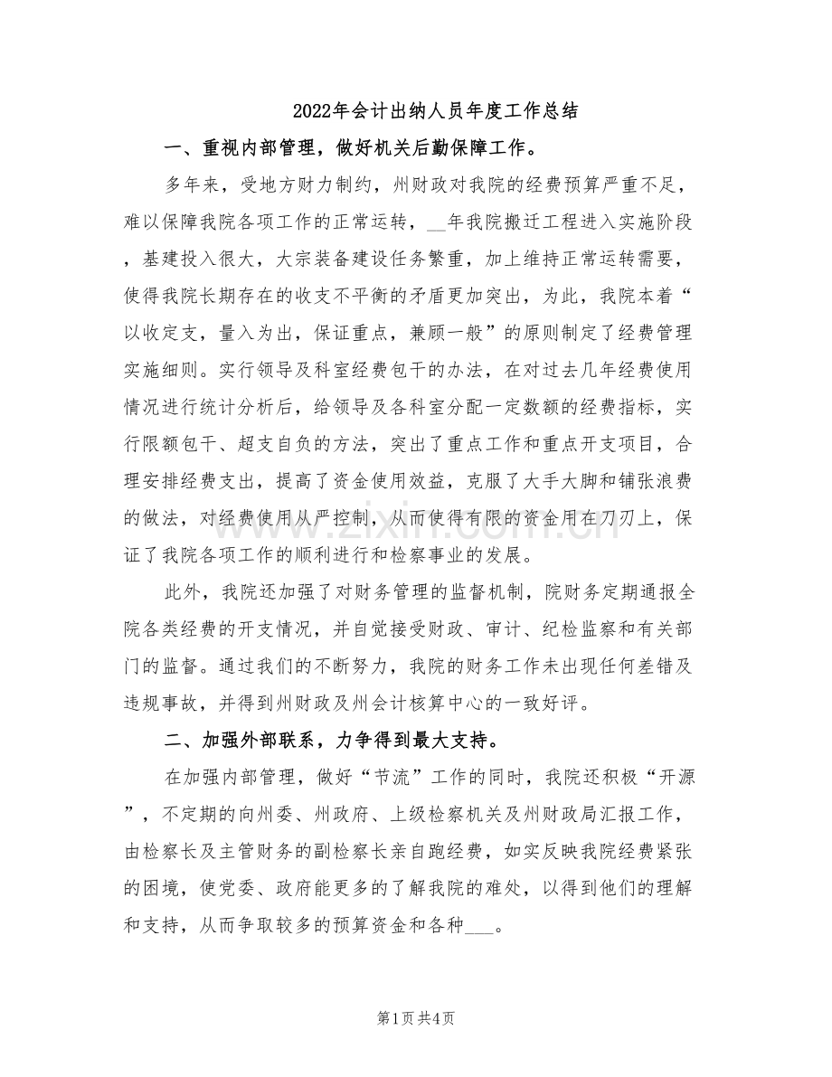 2022年会计出纳人员年度工作总结.doc_第1页