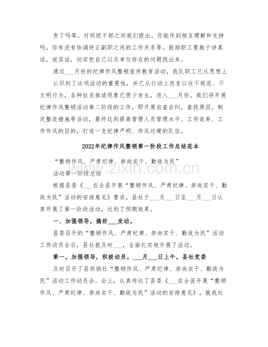 2022年纪律作风整顿第一阶段工作总结范文.doc_第2页