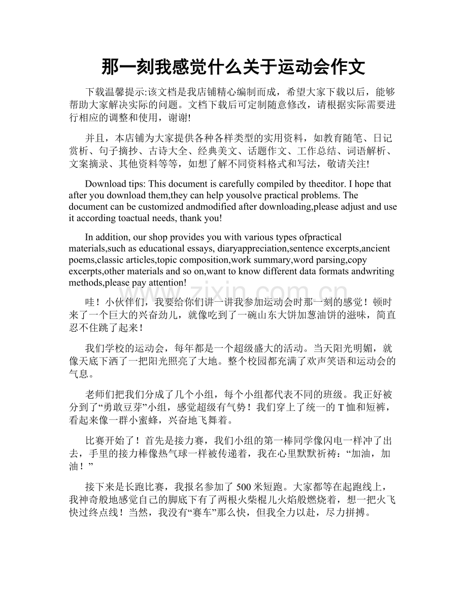 那一刻我感觉什么关于运动会作文.docx_第1页