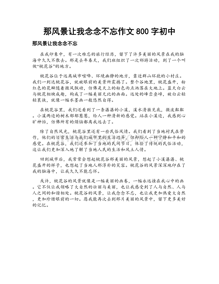那风景让我念念不忘作文800字初中.docx_第1页