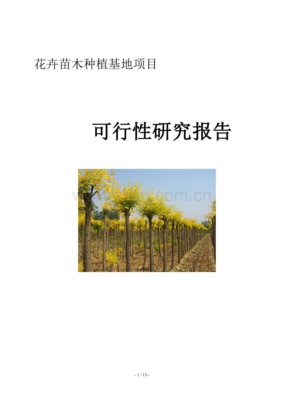 花卉苗木种植基地项目可行性研究报告.docx_第1页