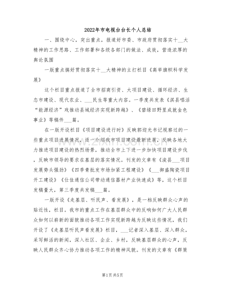2022年市电视台台长个人总结.doc_第1页