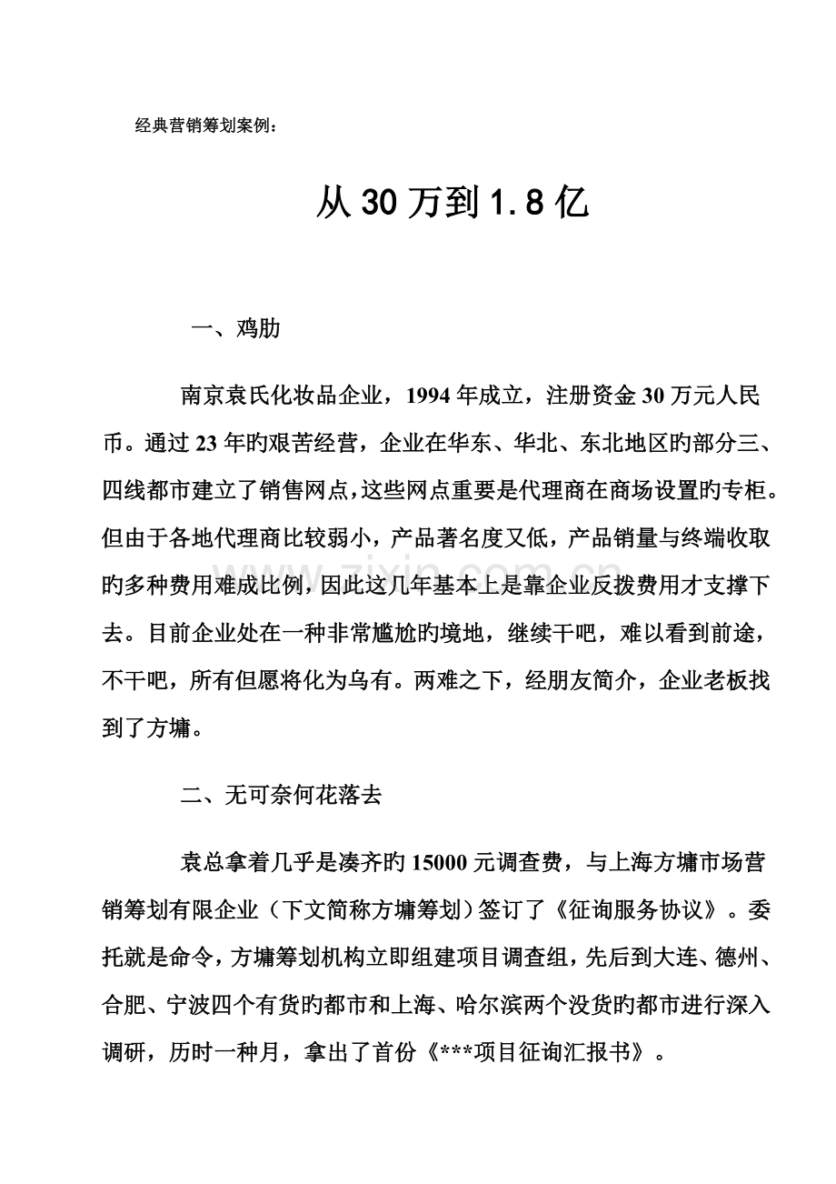 2023年经典营销策划案例从万到亿.doc_第1页