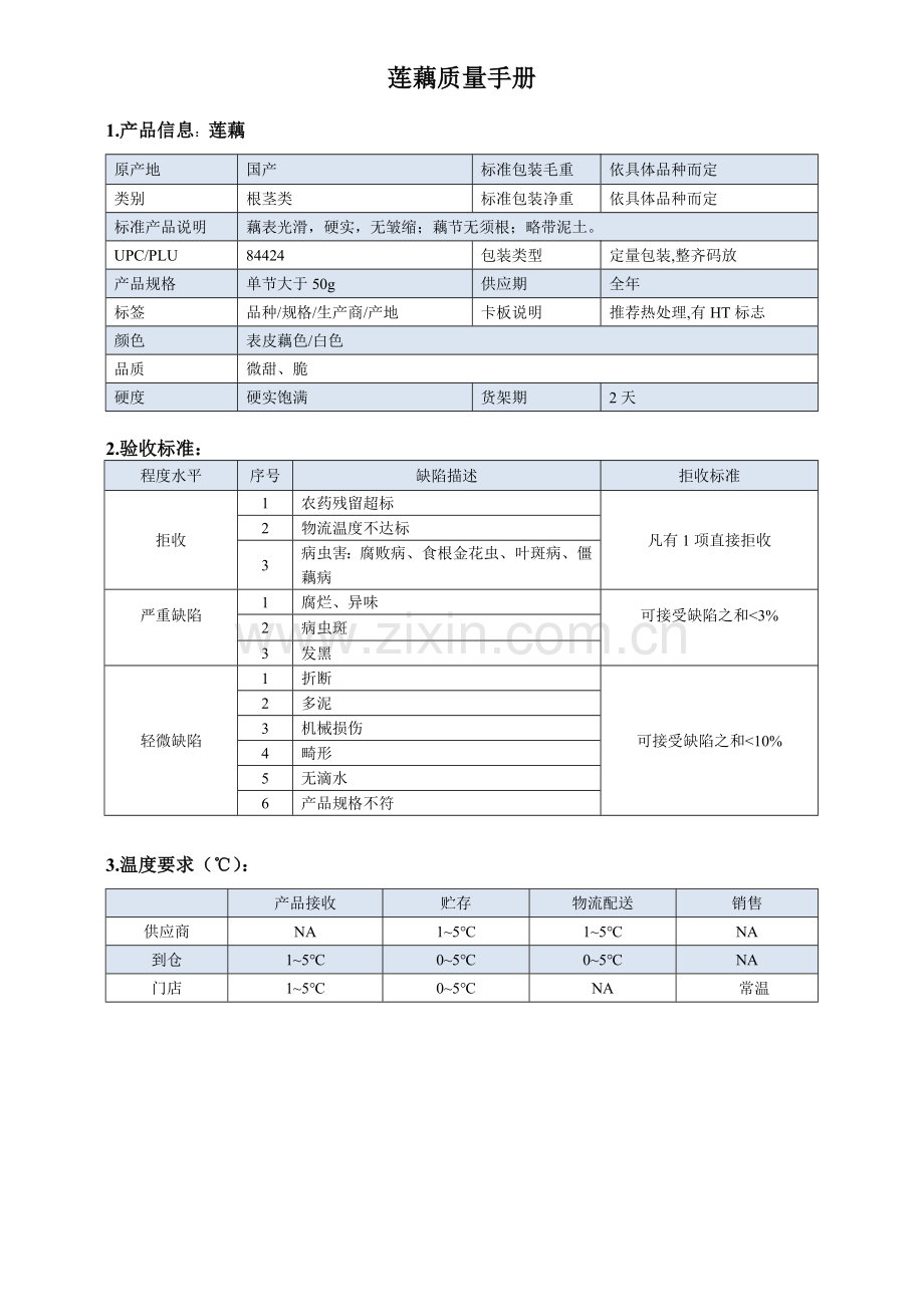 34quality-manual-lotus-root莲藕质量手册验收标准.doc_第1页
