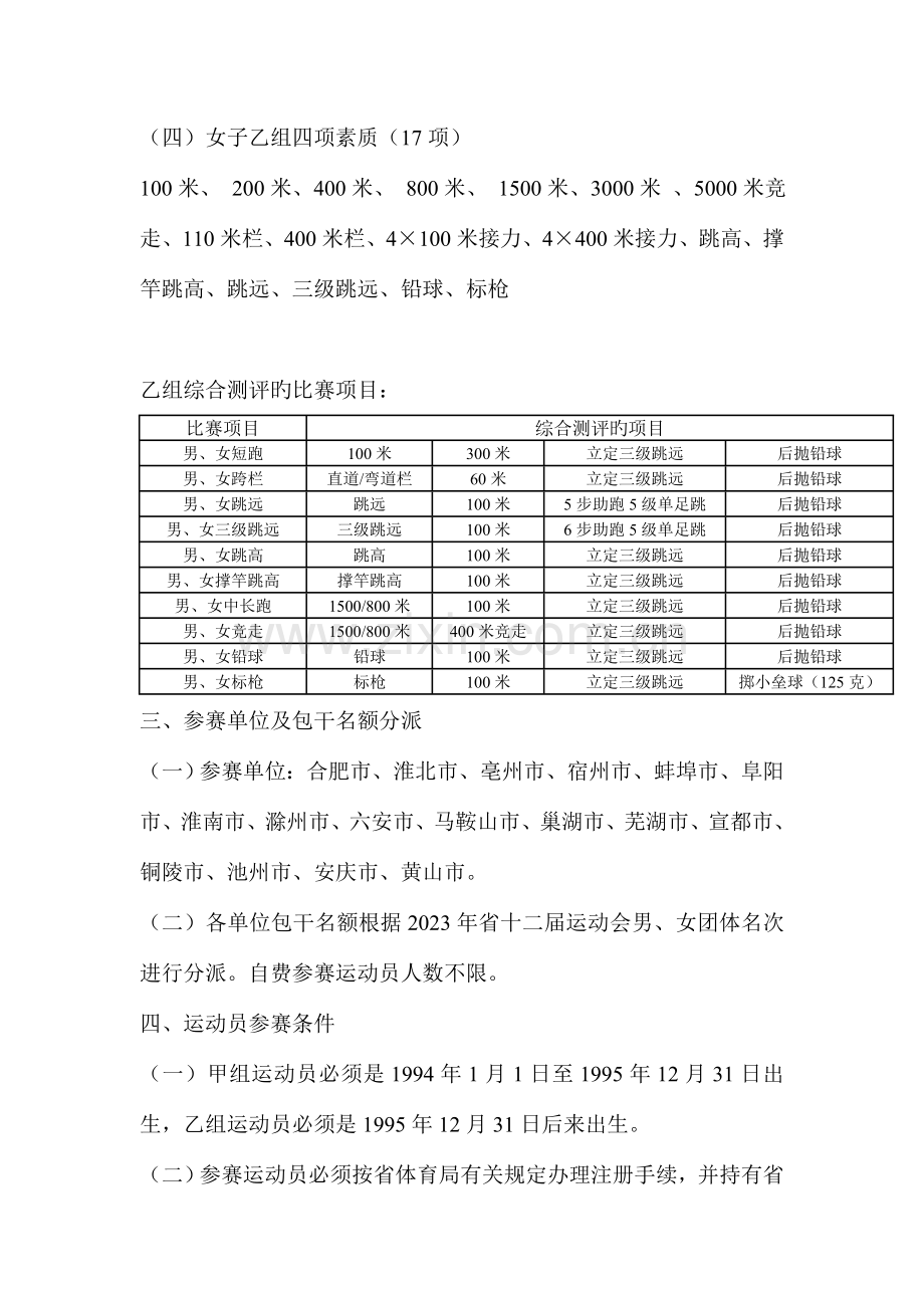2023年安徽省青少年田径锦标赛竞赛规程.doc_第2页