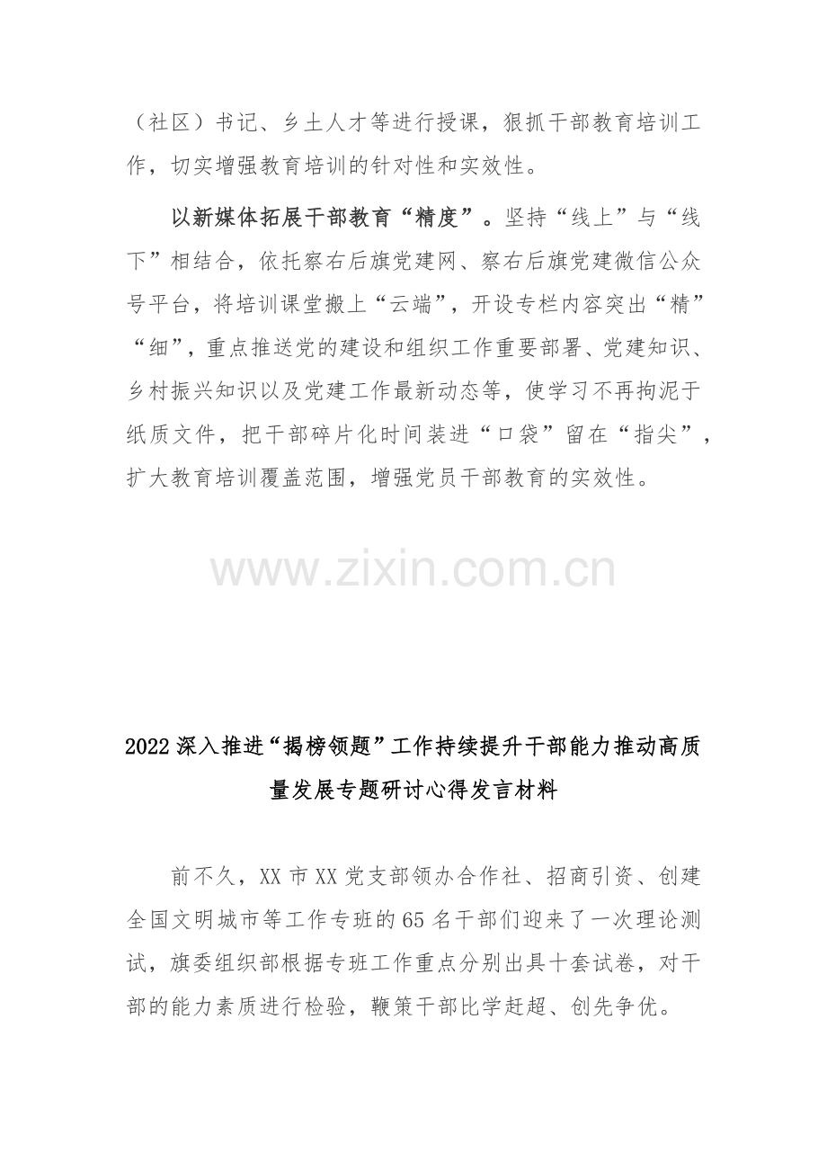 2022深入推进“揭榜领题”工作持续提升干部能力推动高质量发展专题研讨心得发言材料2篇.docx_第2页