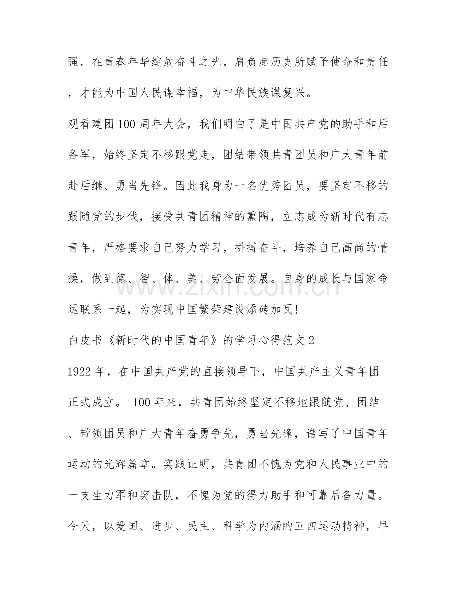 白皮书新时代的中国青年的学习心得范文(五篇).docx_第2页