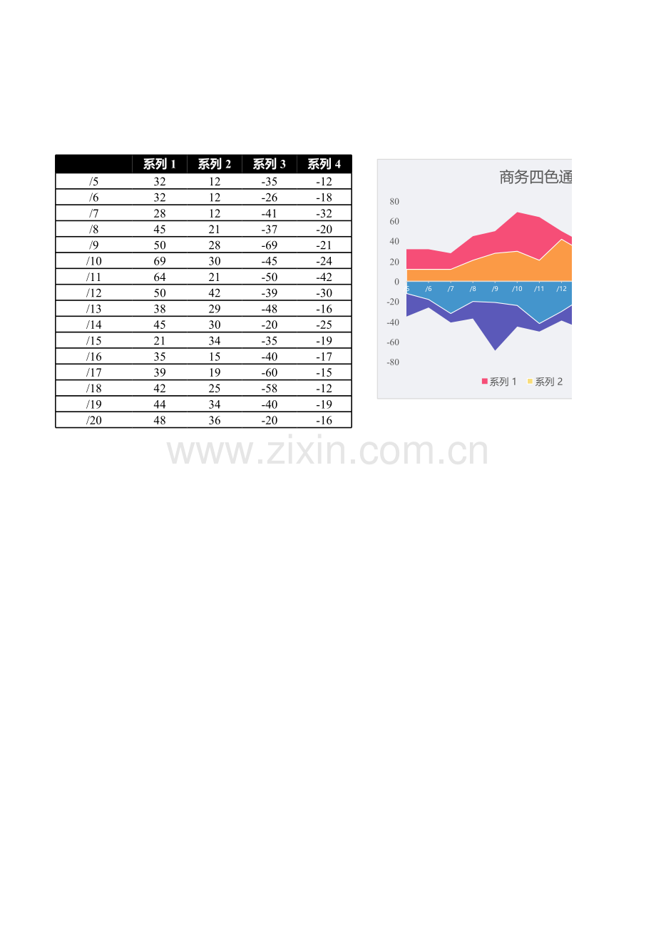 商务四色通用面积图.xlsx_第1页