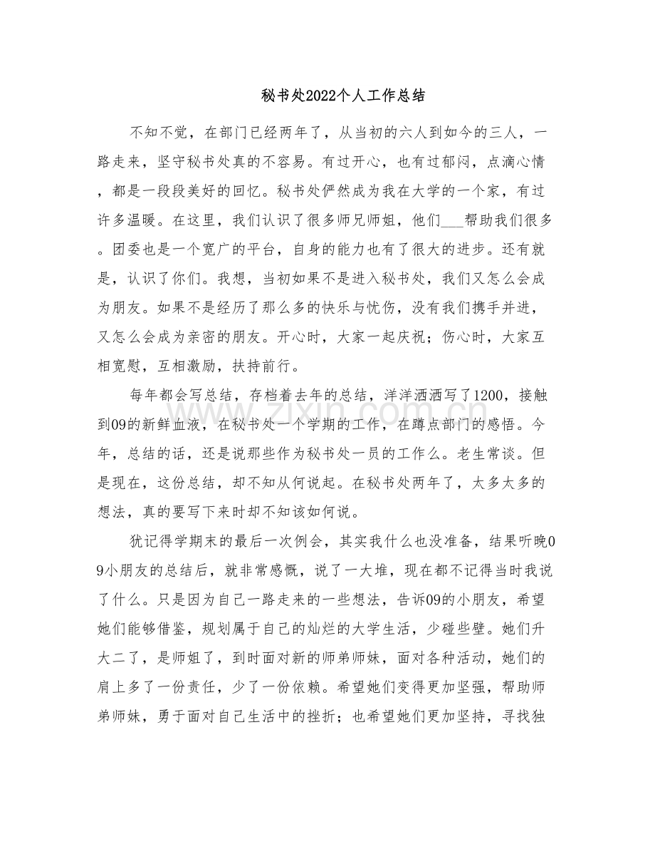 秘书处2022个人工作总结.doc_第1页
