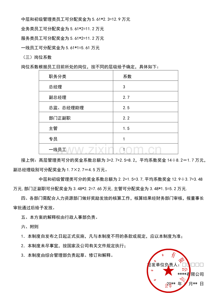 XX公司员工奖金分配方案.docx_第2页