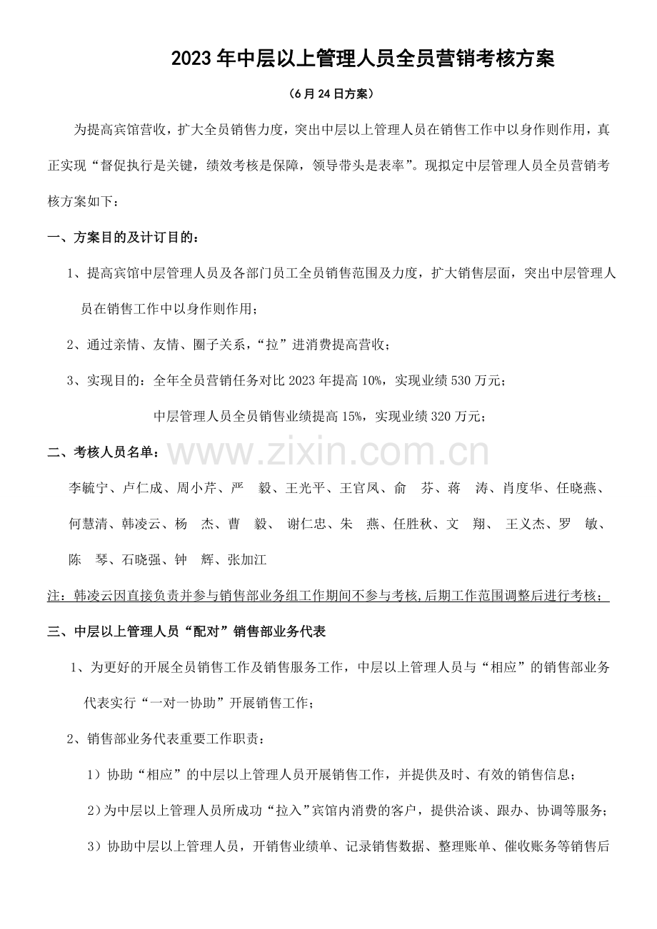 中层以上管理人员全员营销考核方案终稿.doc_第1页