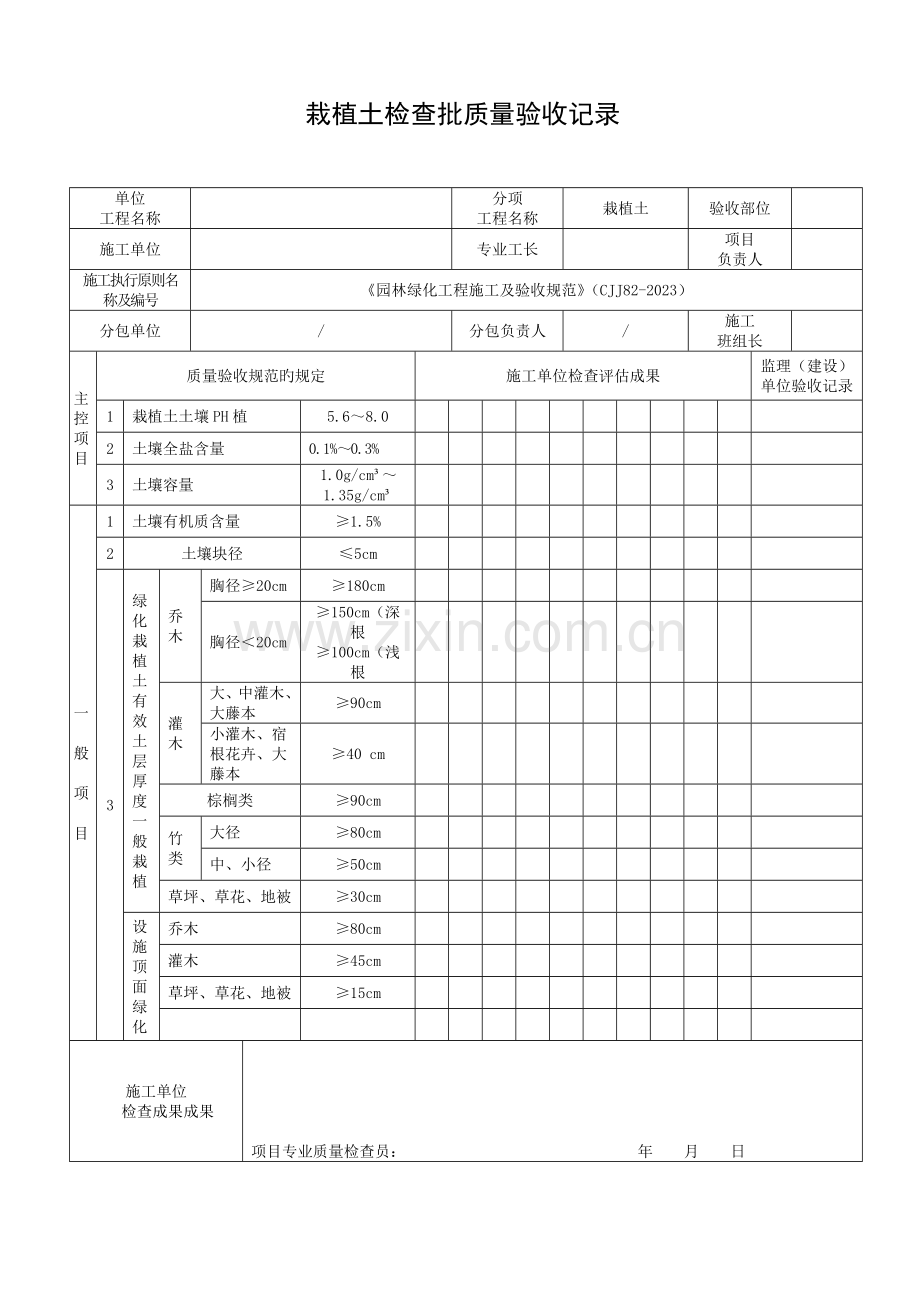 园林绿化工程检验批表格.doc_第1页