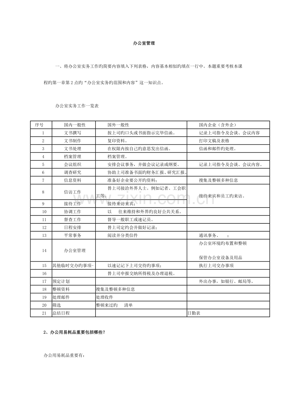 2023年电大办公室管理形成性考核册参考答案.doc_第1页