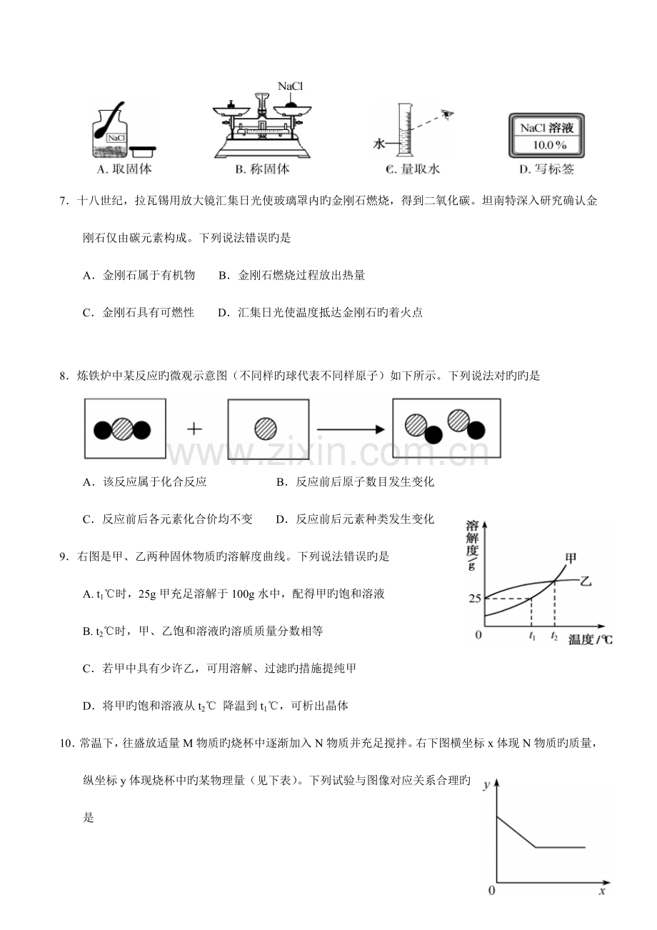 2023年福建省初中毕业和高中阶段学校招生考试化学试题参考答案和评分标准精美版.doc_第2页