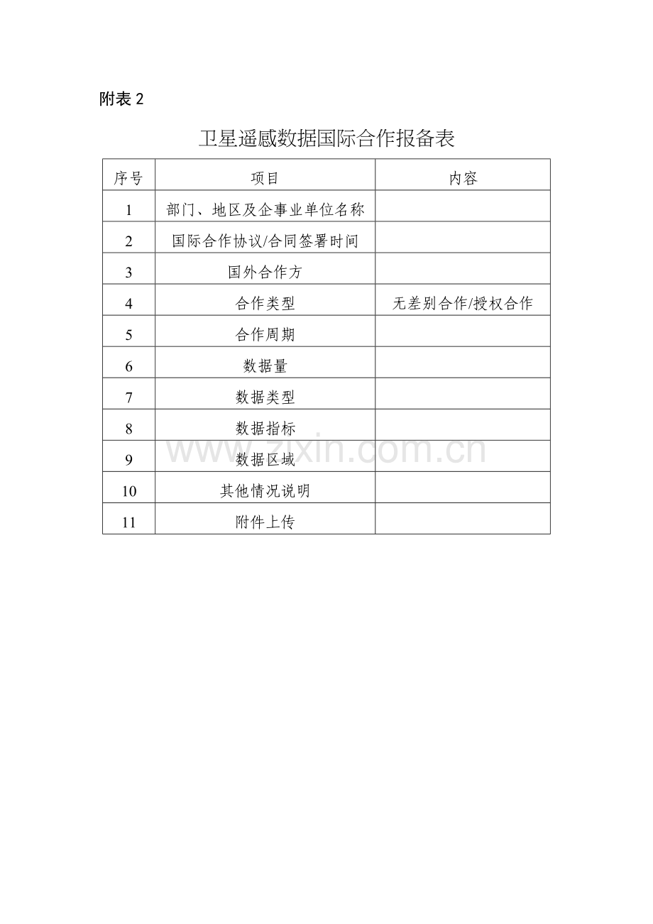 卫星遥感数据国际合作报备表.docx_第1页