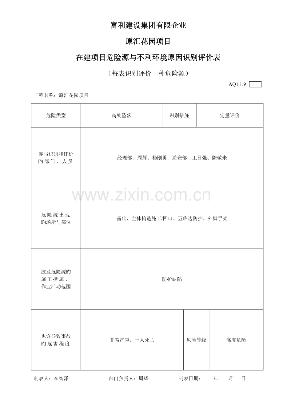 在建项目危险源与不利环境因素识别评价表.doc_第2页